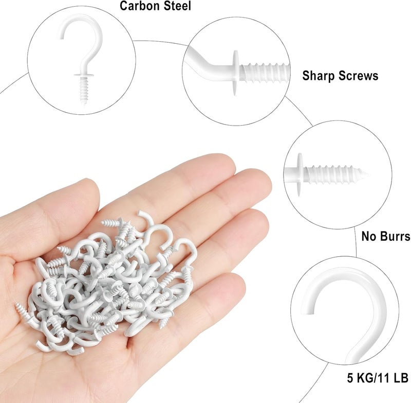 RELBRO 1/2 Inch Small Screw Hooks, Mini Metal Twist in Hooks, White, 100 Pcs - Image 4